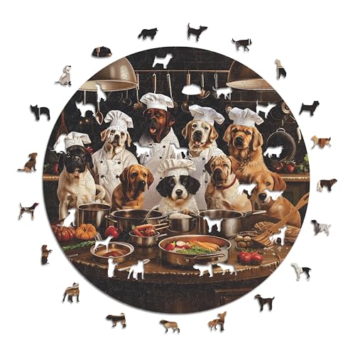 Iconic Puzzles - Chef Dogs, Fantasy Animals, 100% nachhaltiges Holzpuzzle, Geschenke für Kinder und Erwachsene, Größe M, 350 Teile – Ansicht 1