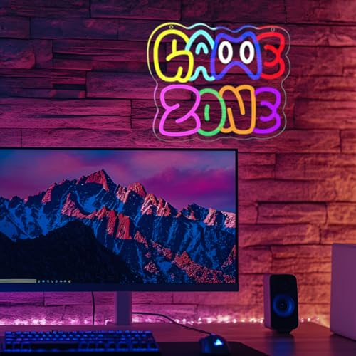 Image of LED Game Sign Game Zone Neon Signs Gaming Room Wall Art Decor Man Cave Lights Signs Gamer Home Bedroom Decoration USB Powered Brightness Adjustable