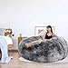 HDMLDP Bean Bag Chair Cover for Adults Kids Comfy Fluffy Giant Round Beanbag Cover Floor Chair Cover for Stuffed Animals Storage, 7FT, Black