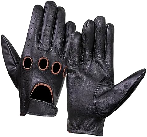 COLOURLINX Guanti Da Guida In Pelle Da Uomo Moda Morbida Vera Pelle D'Agnello Autista Motociclista Senza Fodera Retr&ograve; Classico Auto Moto Sport Eleganti Vera Pelle Guanti Da Autista (Blu Navy, XL