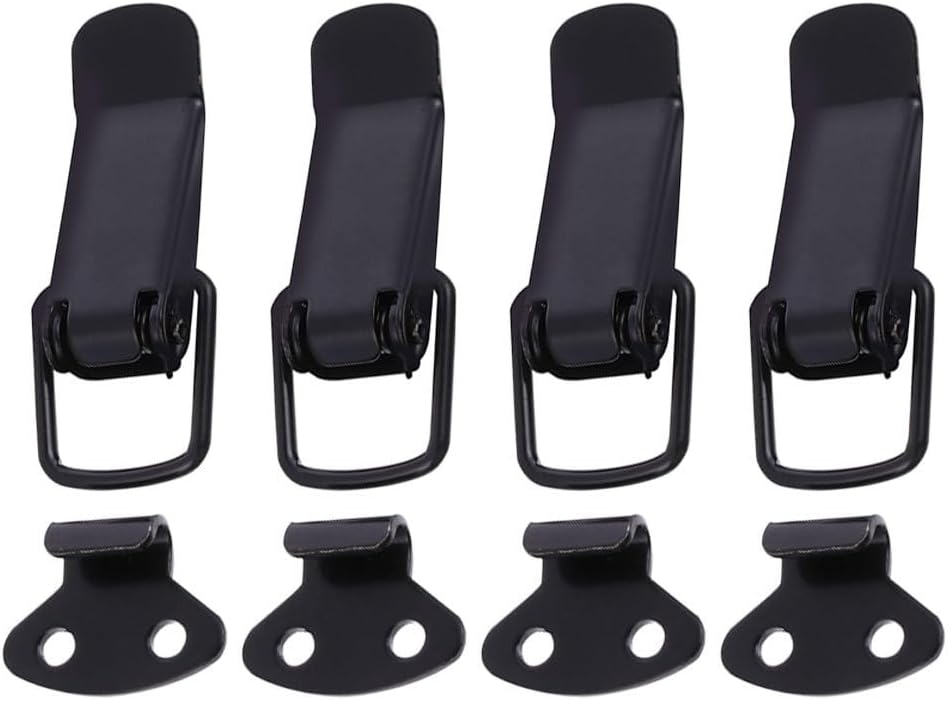 ULTECHNOVO 4Pcs Small Toggle Latch, 2.8" Spring Loaded Catch Hasp Clamp, Black Iron Hardware Clip Lock for Wooden Box, Toolbox, Case & RV Cabinet Doors