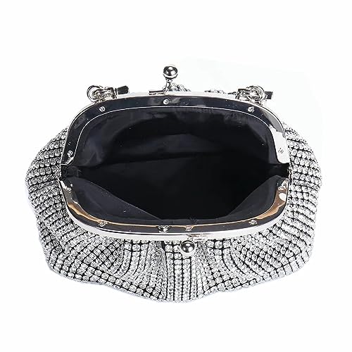 Bolso tipo cubo para mujer con diamantes completos, bolso de noche con estrás, clutch brillante para fiesta, promoción, cóctel y boda miniatura 6