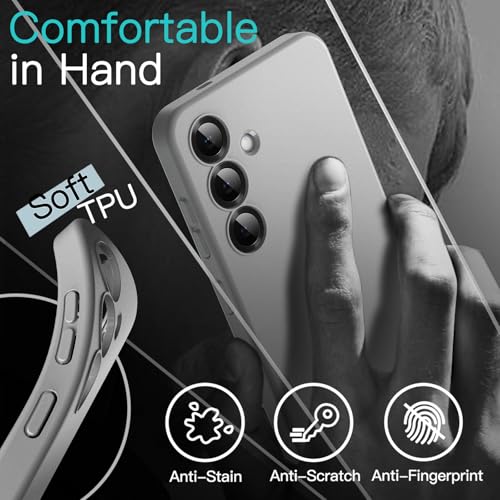 Image of JETech Slim Fit Cover Case for Samsung Galaxy S25 5G, Camera Lens Full Protection, Soft TPU Thin Protective Phone Cover with Matte Finish, Shockproof (Silver Shadow)