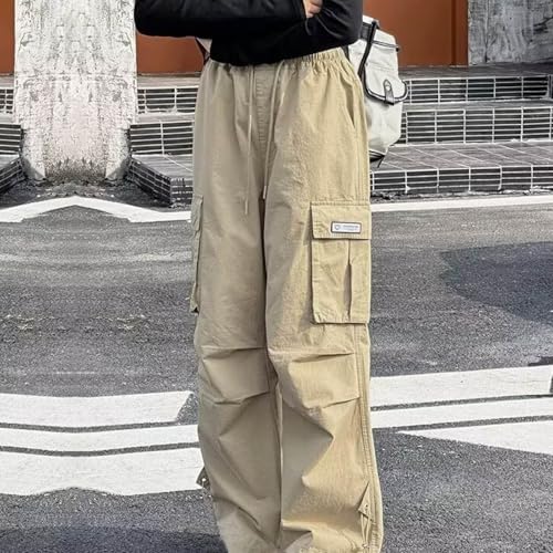 Girls Cargo Pants Teen Girls Y2k Fashion Streetwear High Waist Drawstring Sweatpants Casual Wide Leg Baggy Trousers2