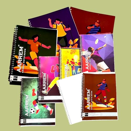 Image of Premium Spiral Notebook Plain A4 Size, Unruled 70 GSM Pages, 200 pages, College Unruled Paper, School Office Supplies, Multicolor Pack of (18)