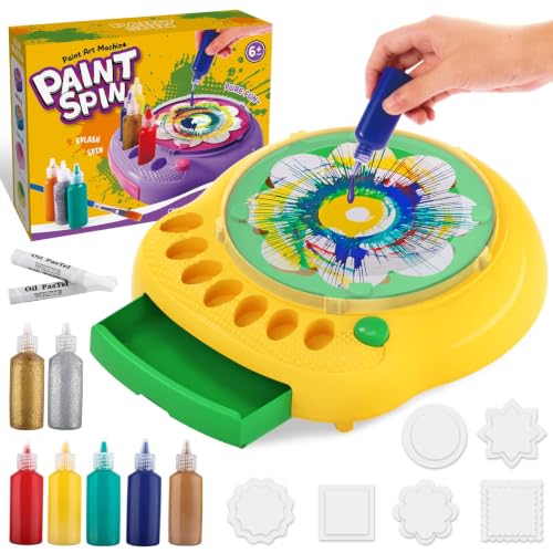 Spin Art Maschine für Kinder 4-12 Jahre - Malset mit Drehscheibe & 7 Farben – Ansicht 1