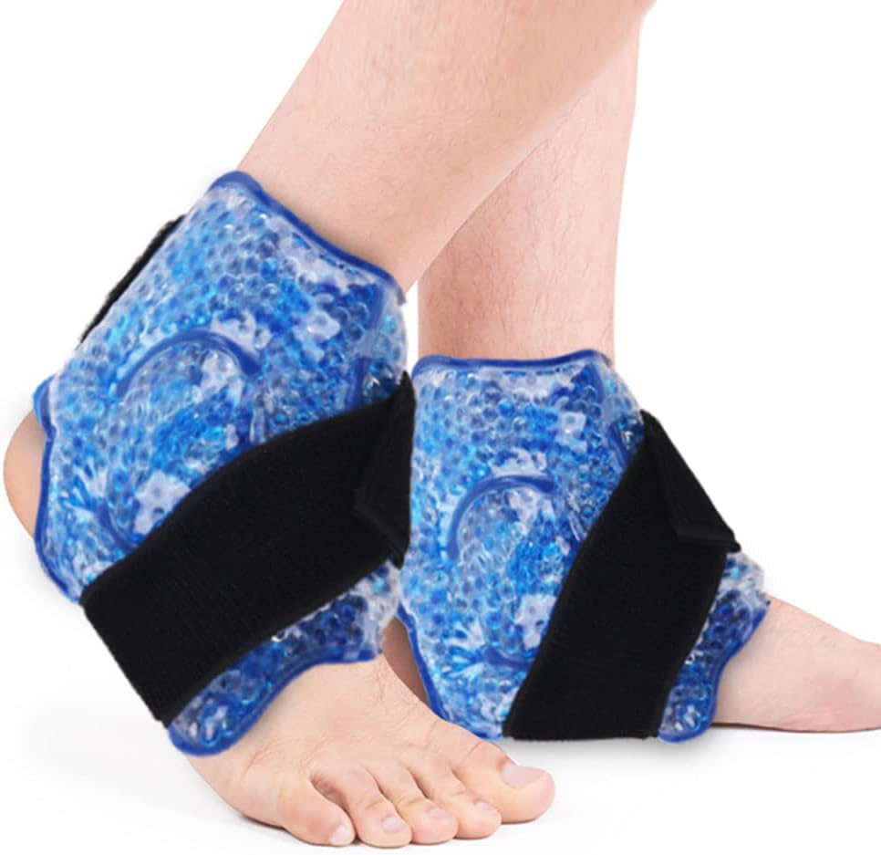 NEWGOAnkle Ice Pack for Injuries Reusable, 2 Pack Ankle Cold Pack Flexible Ice Pack for Ankle Surgery Recovery, Ankle Swelling, Foot Injuries, Plantar Fasciitis, Achilles Tendonitis (Blue)