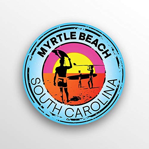 2-Pack Myrtle Beach South Carolina Decal Sticker |3-Inch Round | Premium Quality Vinyl Sticker | UV Protective Laminate | PD1503