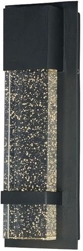 Maxim 55910BGBK Cascade ADA - Aplique de bolsillo de pared LED para exteriores con cristal de burbujas, 1 luz de 9 vatios, 14 pulgadas de alto x 5