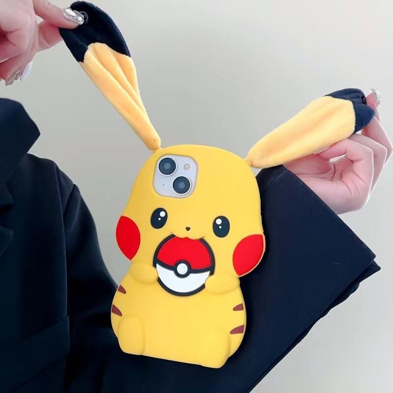 Image of Meyaar Orry Style Cute Case for Apple iPhone 14 / iPhone 13 / iPhone 15 Case, Soft Silicone Cover for Apple iPhone 13 / iPhone 14, iPhone 15 Case Cover (Pika, for I Phone 15)