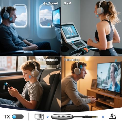 Image of Bluetooth 5.4 Transmitter Receiver for 2 AirPods or BT Devices, Wireless Adapter for Flight, TV, PC and Gym, Switch, Bluetooth Wireless Transmitter with Dual Link AptX Adaptive /Low Latency /HD Audio