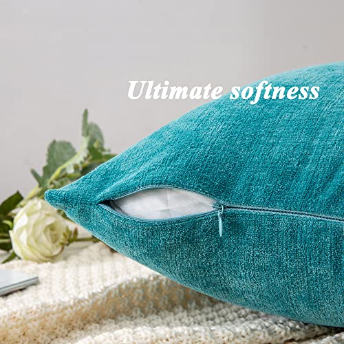 Gawamay Decorative Square Throw Pillow Covers 18X18 Inch Set Of 2, Super Soft Chenille Pillows Cover Fall Pillowcase For Living Room Bedroom Sofa Couch Cushion Cover Teal 45X45Cm (No Insert) #TOP6