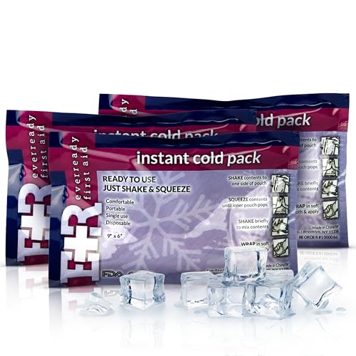 Image of Ever Ready First Aid Disposable Cold Compress - Instant Ice Pack for Injuries, Swelling & Pain Relief - 4.5 inch x 7 inch - FSA /HSA Eligible - 3 Pack