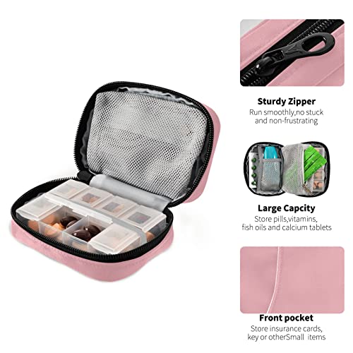 Image of Sunflower Floral Pill Case, Weekly Portable Pill Bag Container 7 Days Pill Box Organizer Vitamin Supplement Holder with Zipper for Travel Family Business, Z-pink Basic, 4.6 X 3.14 X 1.88in