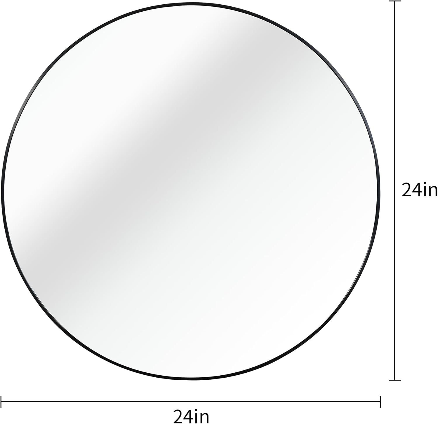 24 Inch Black Metal Framed Round Bathrrom Mirror for Wall