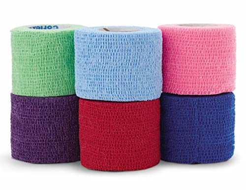 Medline Co-Flex Self Adherent Cohesive Wrap Bandages With Latex, 2" X 5 Yards, Assorted Colors (36 Count) #TOP1