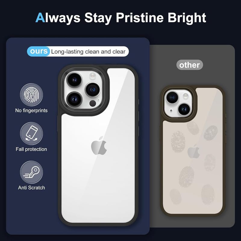 Image of for iPhone Case 15 Pro, [Anti-Yellowing Technology] [Military Grade Drop Protection] Shockproof Slim Hybrid Phone Case for iPhone 15 Pro- Carbon Black