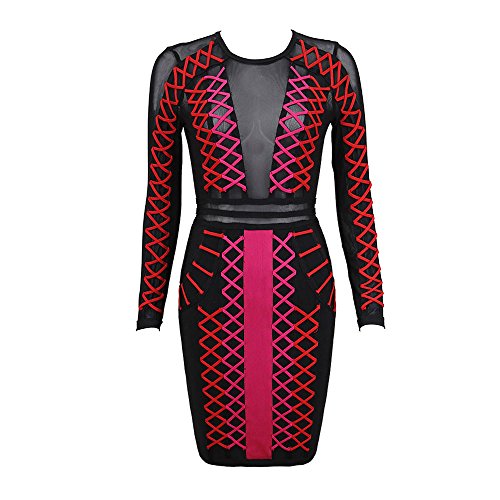 HLBandage Mesh Perspective Long Sleeve Cross Strap...