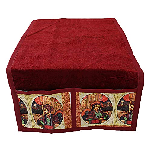 Image of Kuber Industries King and Queen Design Velvet Oven Top Cover - Maroon (CTKTC03346)