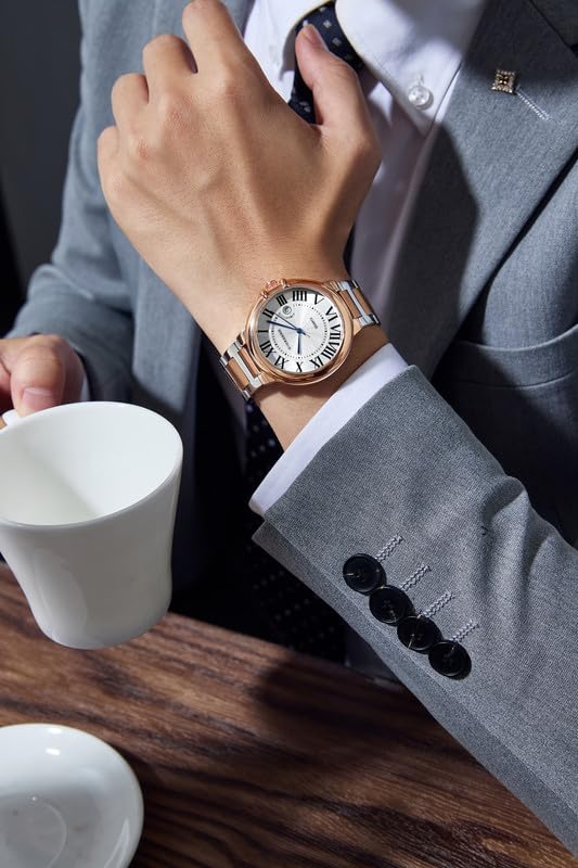 Image of Giordano Analog Quartz Watch for Men - Stainless Steel Strap, Textured Dial with Roman Numerals, Blue Hands, Date Display