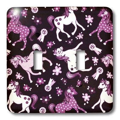 Interrupteur à bascule double commande fluide motif poney rose