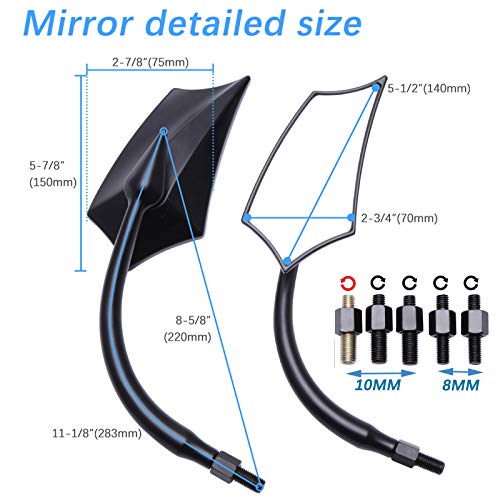 Image of JMTBNO Black 8mm Motorcycle Rear View Mirrors Fits For Road King Street Glide Softail Electra Glide Road Glide Dyna Softail 1982-2018 2019 2020