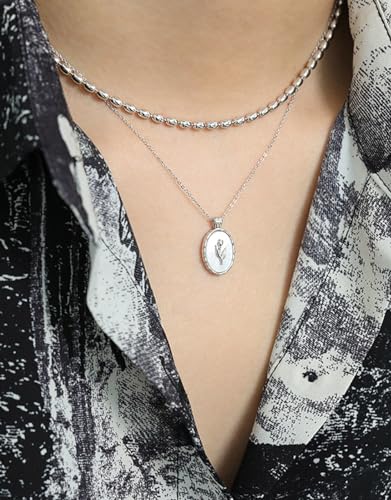 Pendentif tulipe argent 925 chaîne ajustable ras du cou