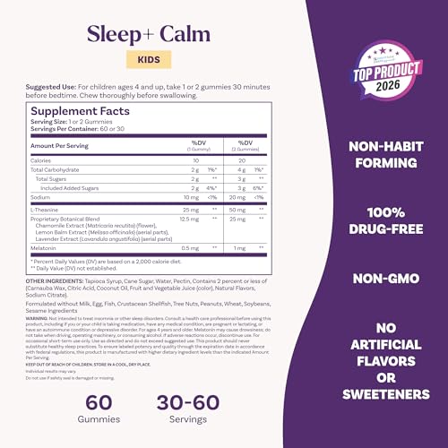 Natrol Kids Melatonin 1 mg Sleep Gummies, Sleep+ Calm, Strawberry, 60 Count - image 5