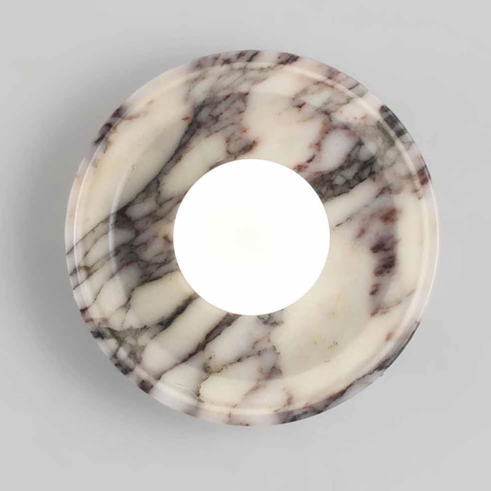 GUOGUOSM Modern Minimalist Style Round Wall Light, G4 Light Source Marble Wall Sconce, 7.8in Alabaster Indoor Wall Lamp, Bedside Dressing Table Entryway Decorative Lighting Fixtures