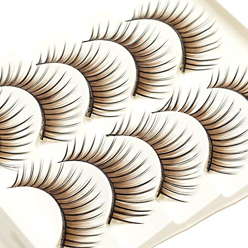ICYCHEER Makeup Color 5 Pairs False Eyelashes Red Purple Blue Brown Fake Eye Lashes Extension With Glitter Diamond Lashes Stage Performance Cosplay Latin Dance (brown)