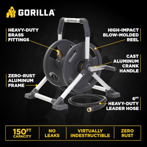 Gorilla 150’ Aluminum Zero-Rust Upright Hose Reel