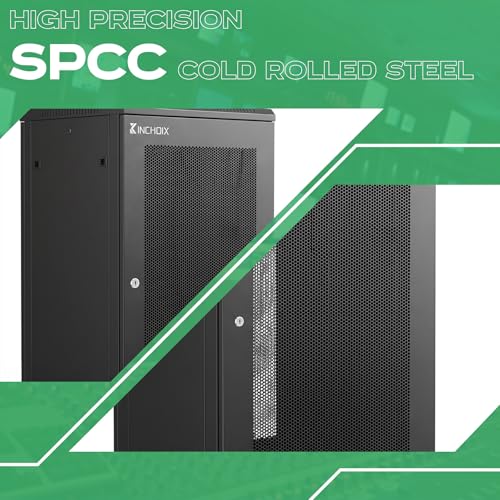 Image of Network Rack Enclosure Cabinet Enclosure for Computer Data Networking Electronic Equipment, Removable Side Panels, Locks, 25in Depth (12U)