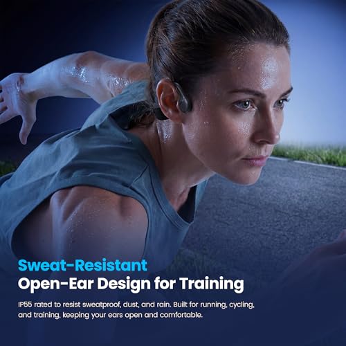 Image of Bone Conduction Headphones, Bluetooth 5.4 Open-Ear Sport Headset with Mic, 10H Playtime, IP55 Waterproof, 22g Lightweight Skin-Friendly Headphones for Gym, Cycling & Running