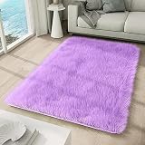 TAPISO Silk Teppich Hochflor Langflor Shaggy rutschfest Lila Violett Einfarbig Kuschelig Moderner Design Schlafzimmer Wohnzimmer 160 x 230 cm