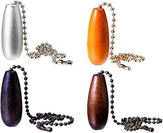 Wooden Toilet Pull Chain Handle, Wood Bathroom Light Switch Cord with Decorative Wooden Pendant for Toilet, Bathroom, and Home Decor（Silver）