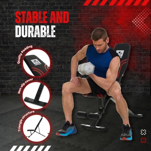 Adjustable Weight Bench - Professional Grade Fitness Equipment for Full Body Workout. Larger Size, Heavy-Duty Steel Construction, 8-Position Backrest, Foldable Design, Ready to Use - Thumbnail 5
