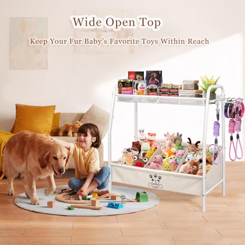Large Dog Toy Storage Basket, Adjustable Large Pet Dog Toy Bin Organizer, Dog Toy Stuff Organizer Box with 2 Velcro Dividers for 1–3 Compartments for Living Room Area - Image 6