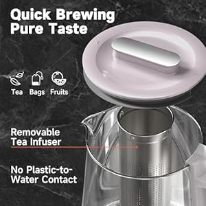 Titanium & Stainless Steel Electric Kettle with Tea Infuser and Temperature Control,1.5L Glass Tea Maker,1500W Rapid Boiling,Programmable Control for your Favorite Teas and Coffee-Grey Titanium Stainless Steel Electric Kettle with Tea Infuser and Temperature Control15L Glass Tea Maker1500W Rapid BoilingProgrammable Control for your Favorite Teas and Coffee Grey