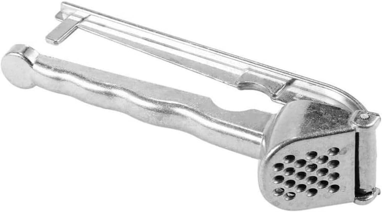 XIUNYIE Garlic Press Crusher Stainless Ginger Mincer for Smashing Cloves with Handheld Aluminum Alloy Easy Squeeze No Mess, Silver, 6.1in