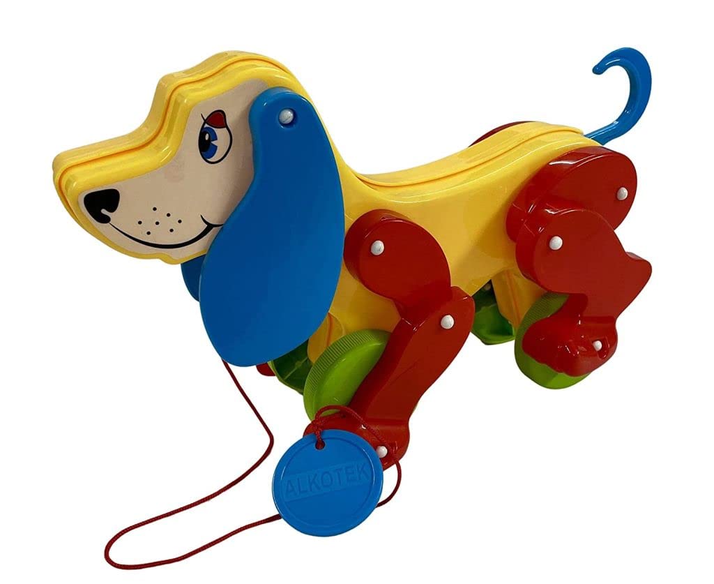 VERYKE Daisy Dog Pull Along With Rope - Ting Ting Sound When Pulled - Large Animal Pet Toy for Kids' Walks (Yellow, Pack of 1)-image-14
