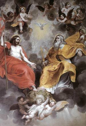 Peinture à l'huile Holy Trinity 1620 pour sublimer le mur de votre salon classique
