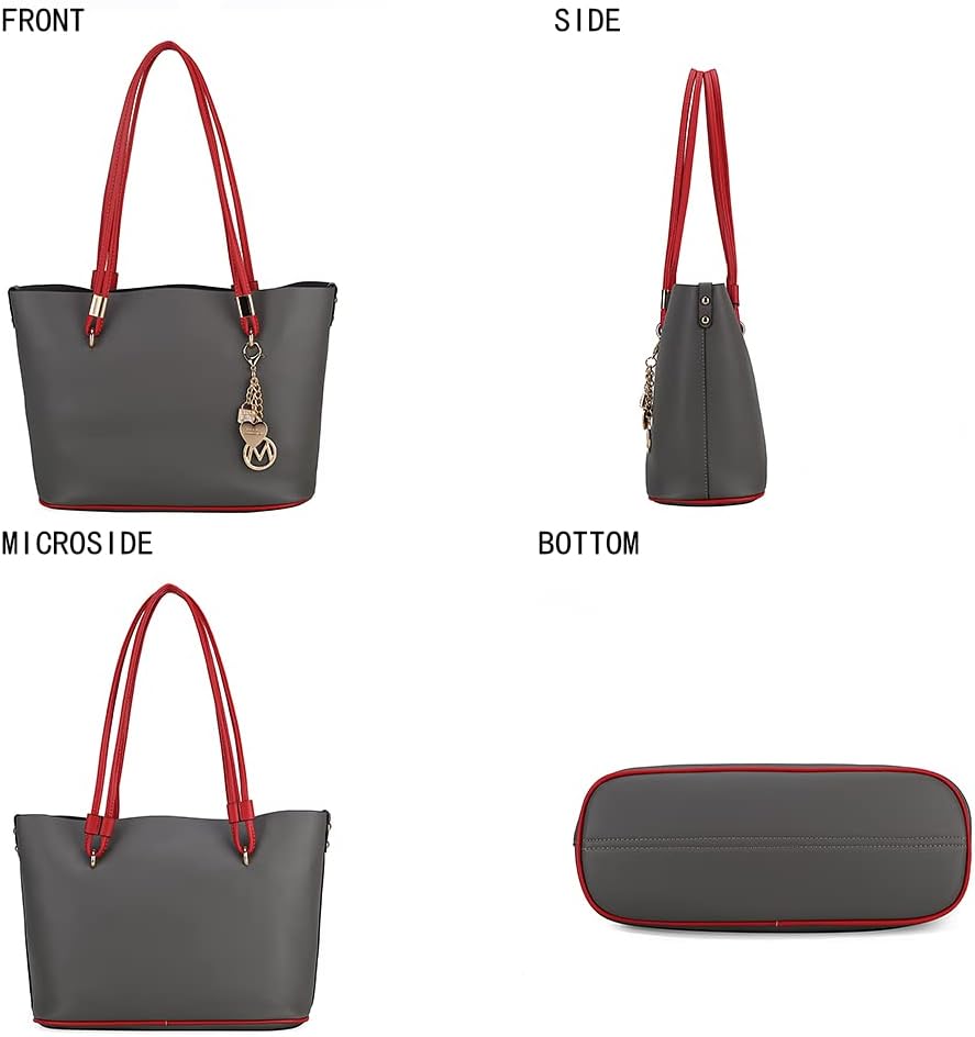 MKF Collection Tote Bag & Crossbody Set, Vegan Leather Top-Handle Shoulder bag Handbag Pouch Purse