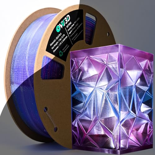 Image of OVV3D Clear PLA Filament 1.75mm, 3D Printer Filament Translucent PLA, 1kg Spool, Transparent Filament Blue Purple Gradient Color Change Low Warping & No-Bubbles, + /- 0.02 mm, Fit Most 3D Printers
