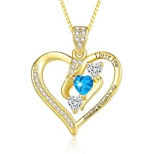 Heart Necklace 18K red Birthstone for Women Heart Pendant Necklace Birthday Anniversary Valentine's Day Gift for Wife mother daughter