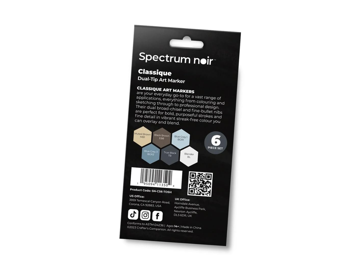 Spectrum Noir Classique Blend Twin Tip Blendable Alcohol Based Marker Set - Pack of 6 - Tone & Shade - Image 2
