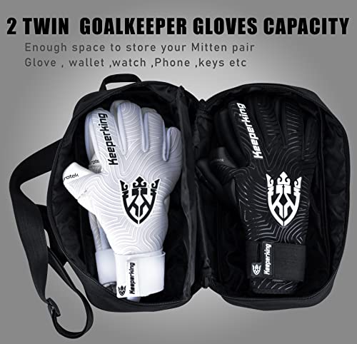 Keeperking Bolsa de guantes de portero para 2 pares y accesorios, bolsa de guantes de portero de fútbol, bolsa de portero de fútbol, bolsa de deporte (negro) - imagen 3