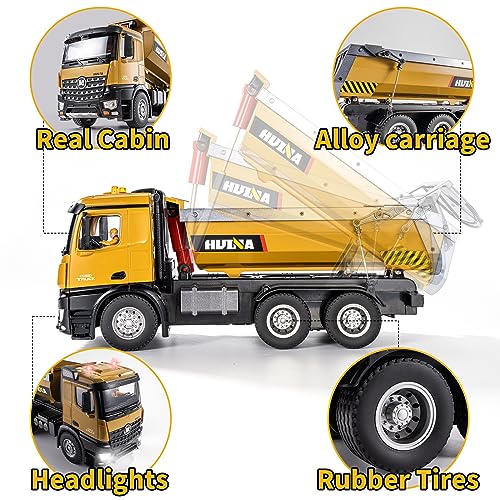 Image of RC Dump Truck Toy, 10CH Remote Control Dump Truck for Boys 4-7 8-12, Heavy Duty Metal Construction Vehicles, 20KG+ Load Capacity, Birthday Gifts Ideas for Kids Toddlers, 1 /14 Scale Toy Trucks