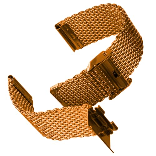 Image of DBLACK ''BONEZ'' Mesh Chain Stainless Steel Watch Belt, Ergonomic & Breathable Design Watch Strap / / For 08mm, 10mm, 12mm, 14mm, 16mm, 18mm, 20mm, or 22mm Watch Band (Rose Gold, Choose Your Size)
