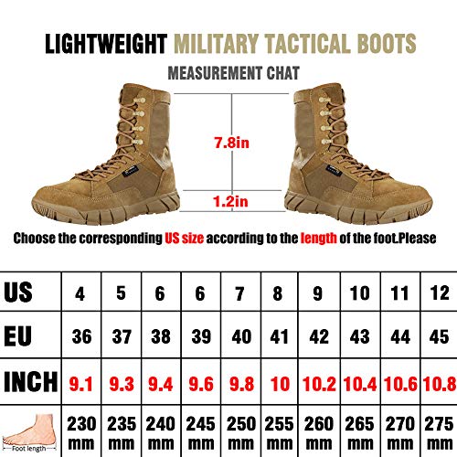 Pavehawk Men's 8 Inch Tactical Boots Outdoor Casual Lightweight Coyote Military Boots For Hiking Work Combat #TOP6