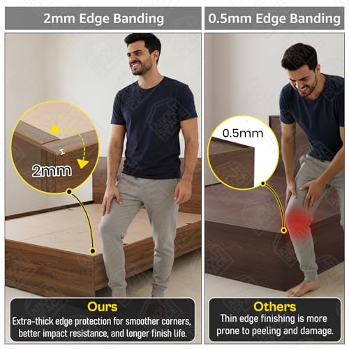 Image of ABOUT SPACE Bed - (80 x 38 inches) Single Bed Without Storage | Engineered Wooden Bed Frame with Airflow & MDF Support Board for Mattress | 1-Year Warranty Cot for Bedroom - Columbia Walnut